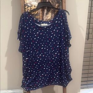 Blue Ruffled Relaxed Blouse